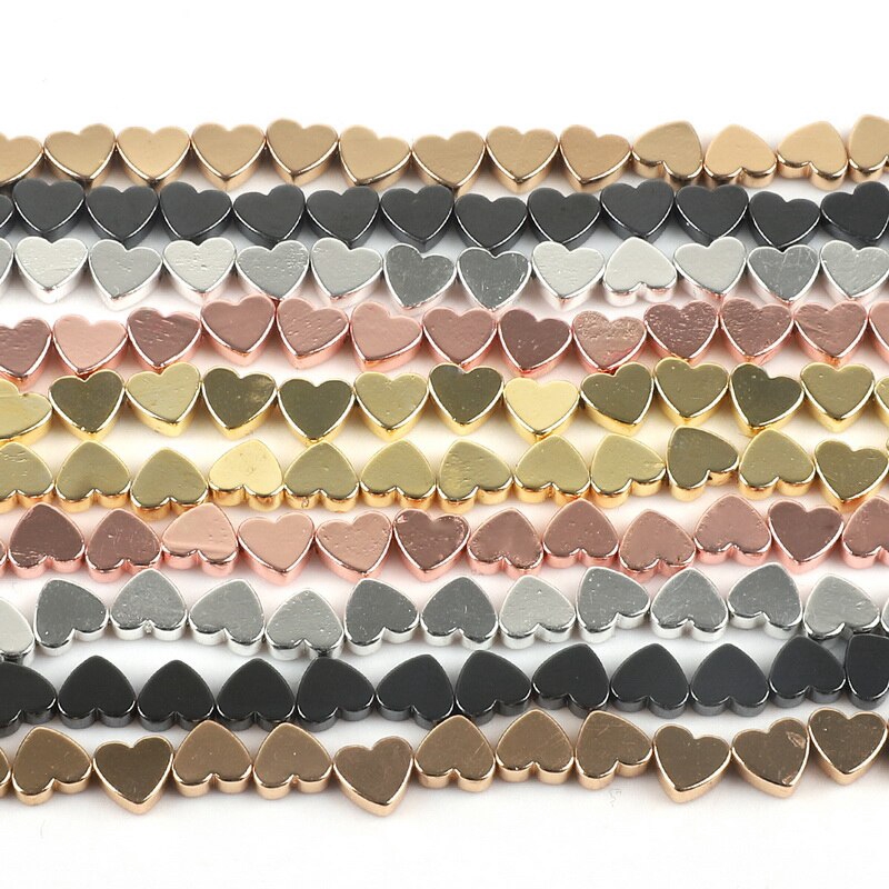 Chuỗi hạt đá hematite hình trái tim lỗ xỏ lớn dành cho làm trang sức thủ công