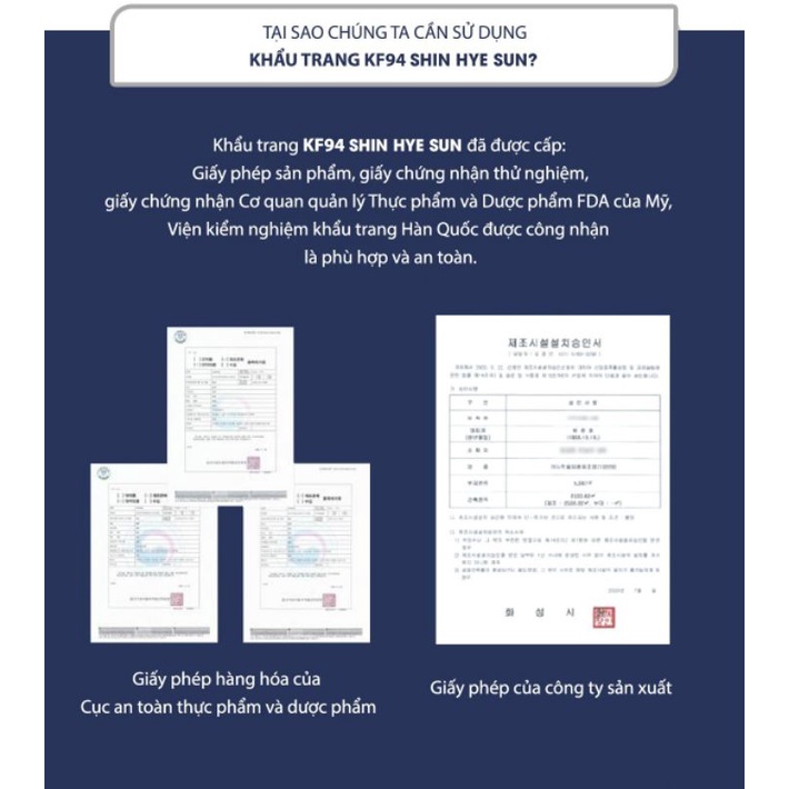 HỘP 50 CÁI KHẨU TRANG HÀN QUỐC KF94 CAO CẤP SHIN HYE SUN
