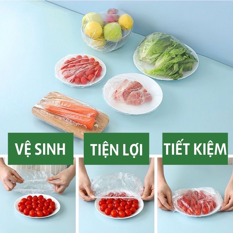 Combo 100 màng bọc thực phẩm đa năng có chun co giãn có thể tái sử dụng