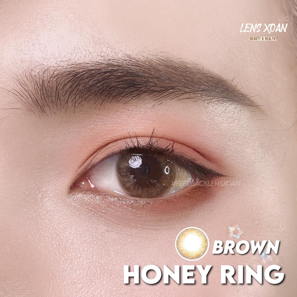 Áp tròng HONEY RING BROWN- OLENS ( LENS XOẮN): Lens nâu vàng trong sáng nhẹ