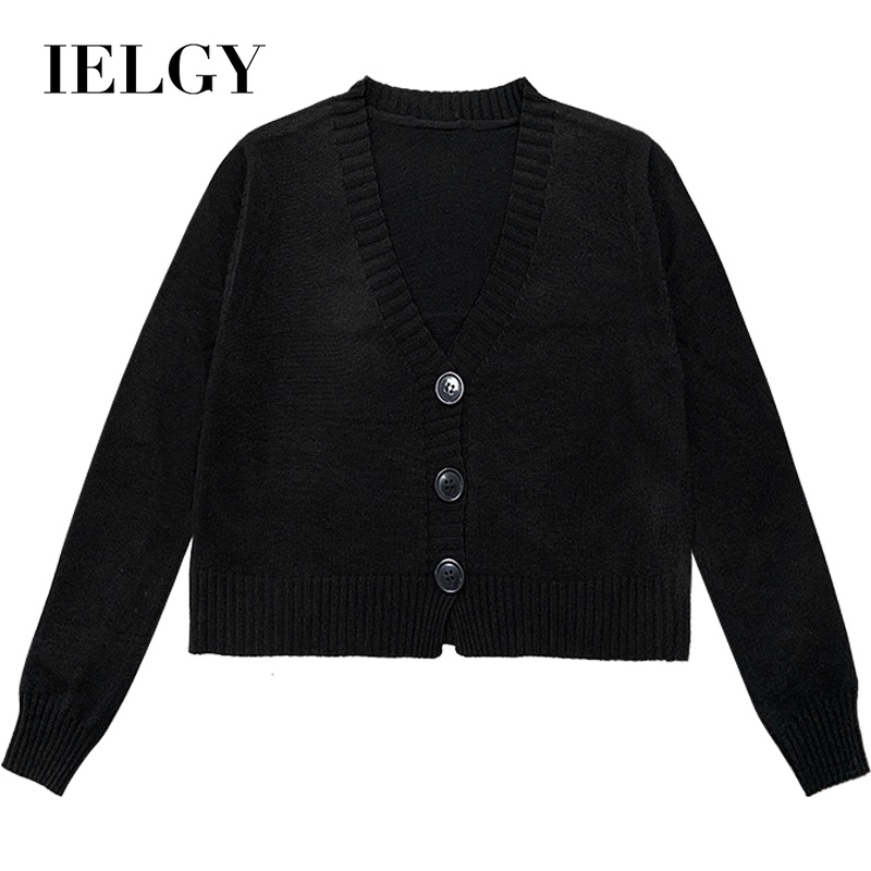 Áo cardigan IELGY tay dài dệt kim ngắn cổ chữ V linh hoạt