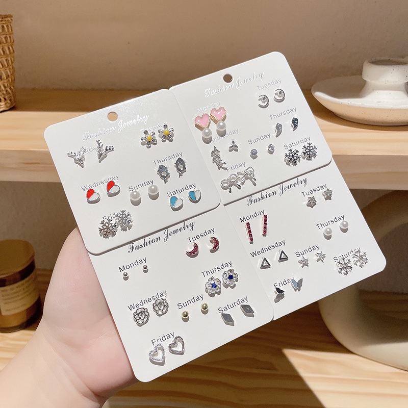 Set 6 / 7 Đôi Khuyên Tai Thiết Kế Đơn Giản Mới Cho Nữ