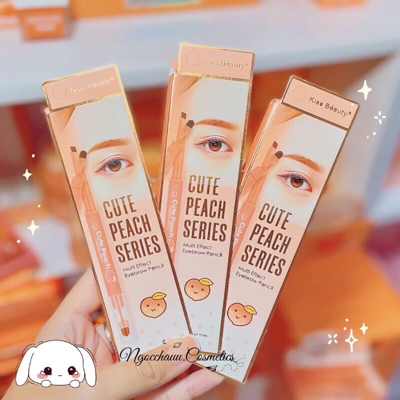 Chì mày 2 đầu cọ KISS BEAUTY peach