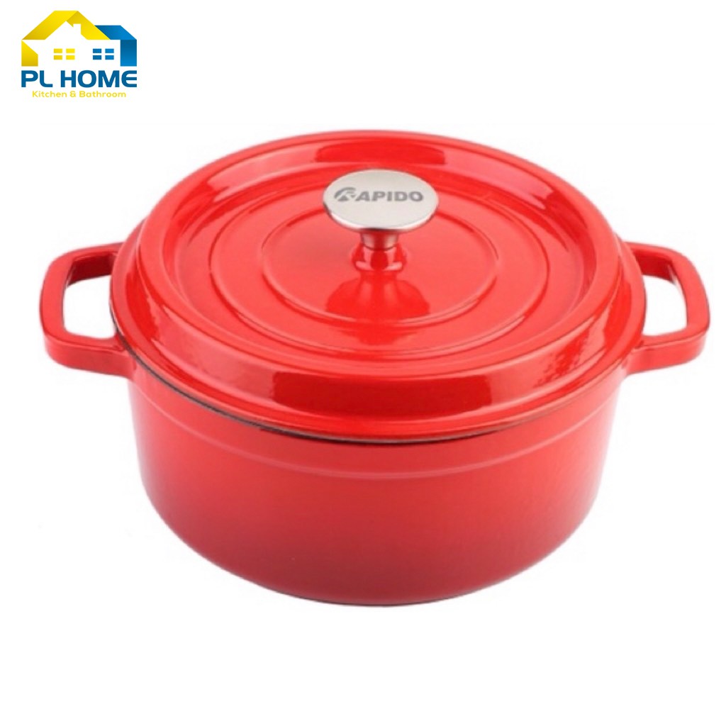 Nồi gang đúc Rapido đường kính 22cm, dung tích 2.5L, tráng men chống dính, giữ nhiệt tốt