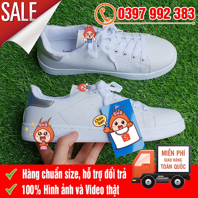 [FREE SHIPPING] Giày Thể Thao Stan Smith Gót Bạc Khuyến Mãi