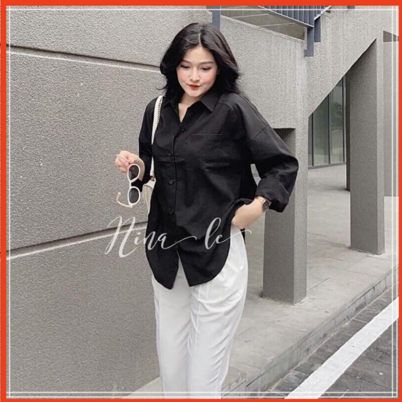 Áo sơ mi đũi phối 1 túi QC phong cách