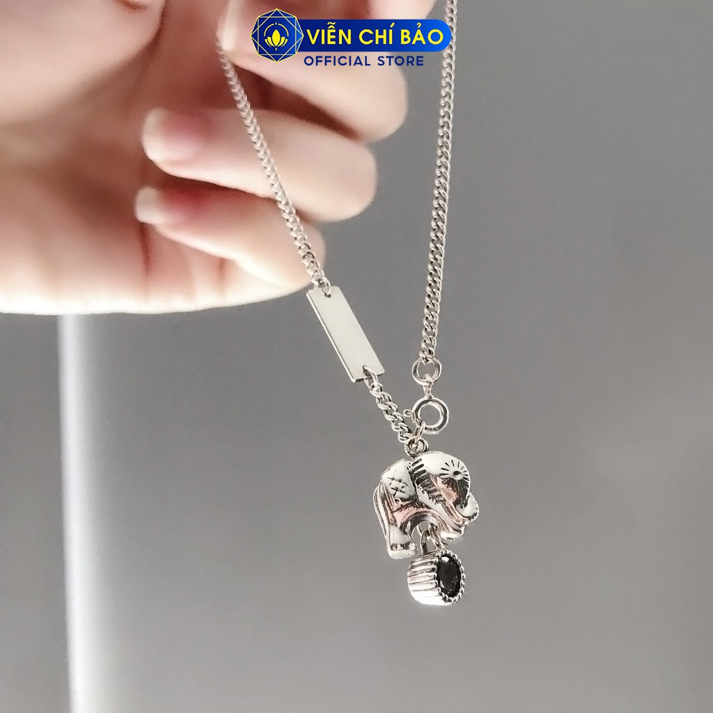 Lắc chân bạc nữ mix charm voi đá đen chất liệu bạc Thái 925 thời trang phụ kiện trang sức nữ Viễn Chí Bảo L200024