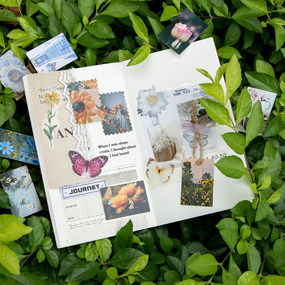Set 100 Miếng Dán Trang Trí Sổ Tay / Nhật Ký / Album Ảnh Họa Tiết Hoa Sáng Tạo Diy