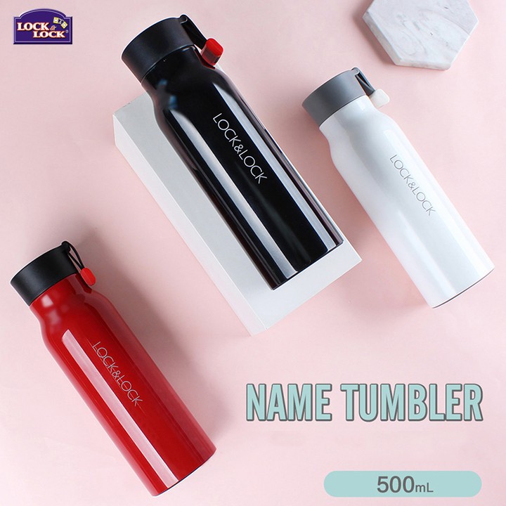 Bình giữ nhiệt Lock&Lock Name Tumbler 500ml Màu trắng và màu đỏ,  LHC4125