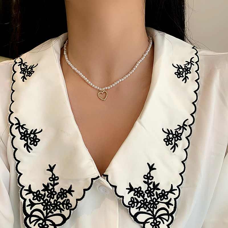 Dây Chuyền Đính Đá Ngọc Trai Hình Trái Tim Sang Trọng 19926