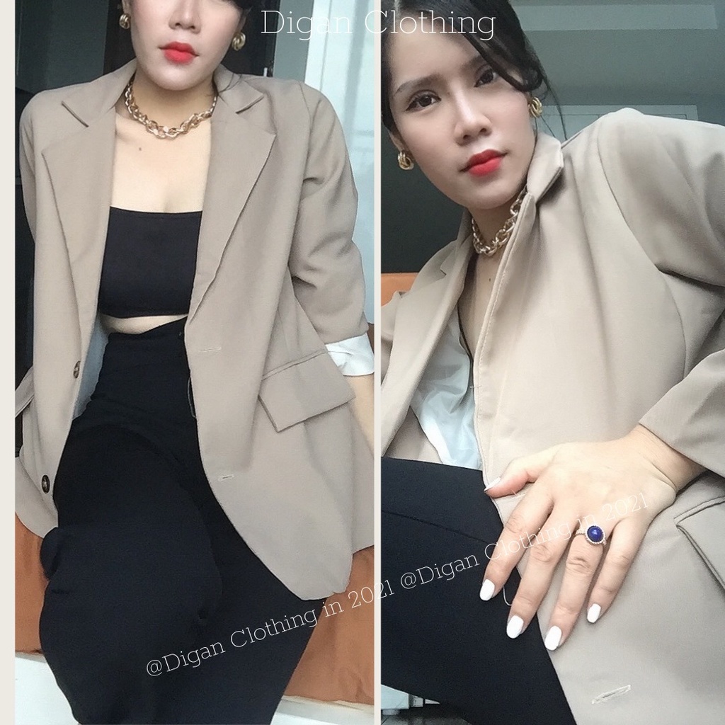 Áo khoác blazer 2 lớp nâu tây, thời trang thu đông 2021 | BigBuy360 - bigbuy360.vn