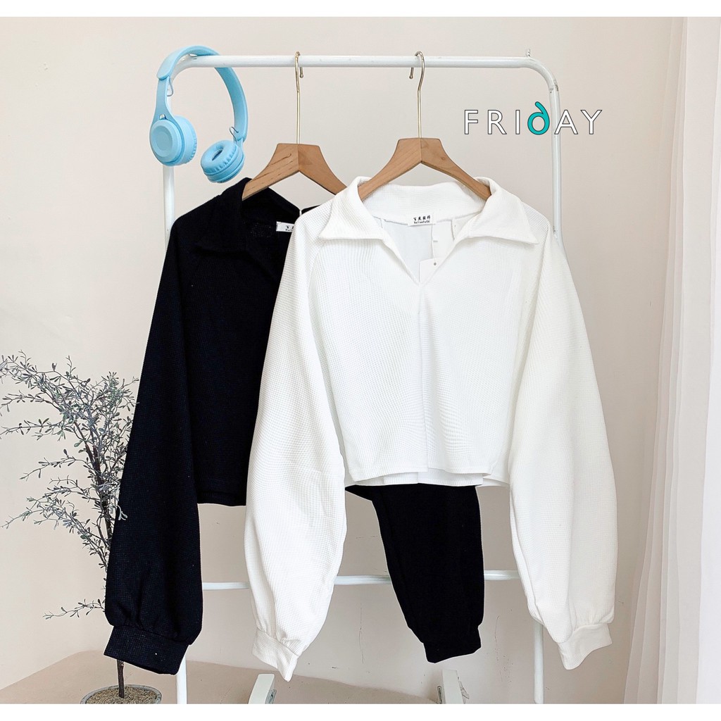 Set bộ áo thun dài tay 2 mầu basic Đen và Trắng Hàng Mới về Friday