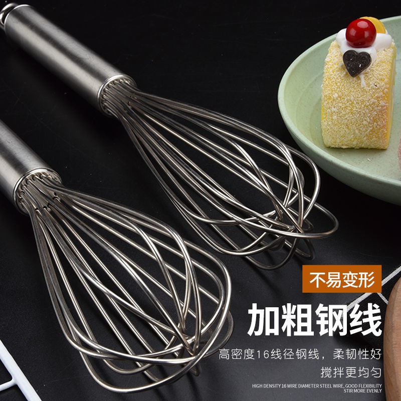 Thép không gỉ Hướng dẫn sử dụng Eggbeater Home cầm tay Nướng tay cầm dài thương mại Bold Egg Stirred Rod Size Player