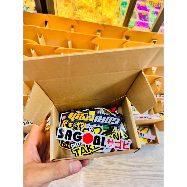 Combo 17 Miếng Dán Sticker Trang Trí Mũ Bảo Hiểm, Xe Máy Kiểu JDM Japan, Chất Liệu Decal Cao Cấp Chống Thấm Nước