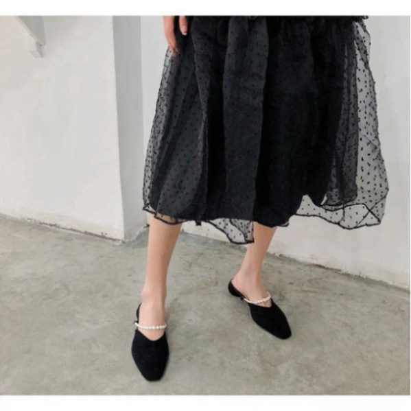 Sandal búp bê da lộn quai ngọc nữ tính G038