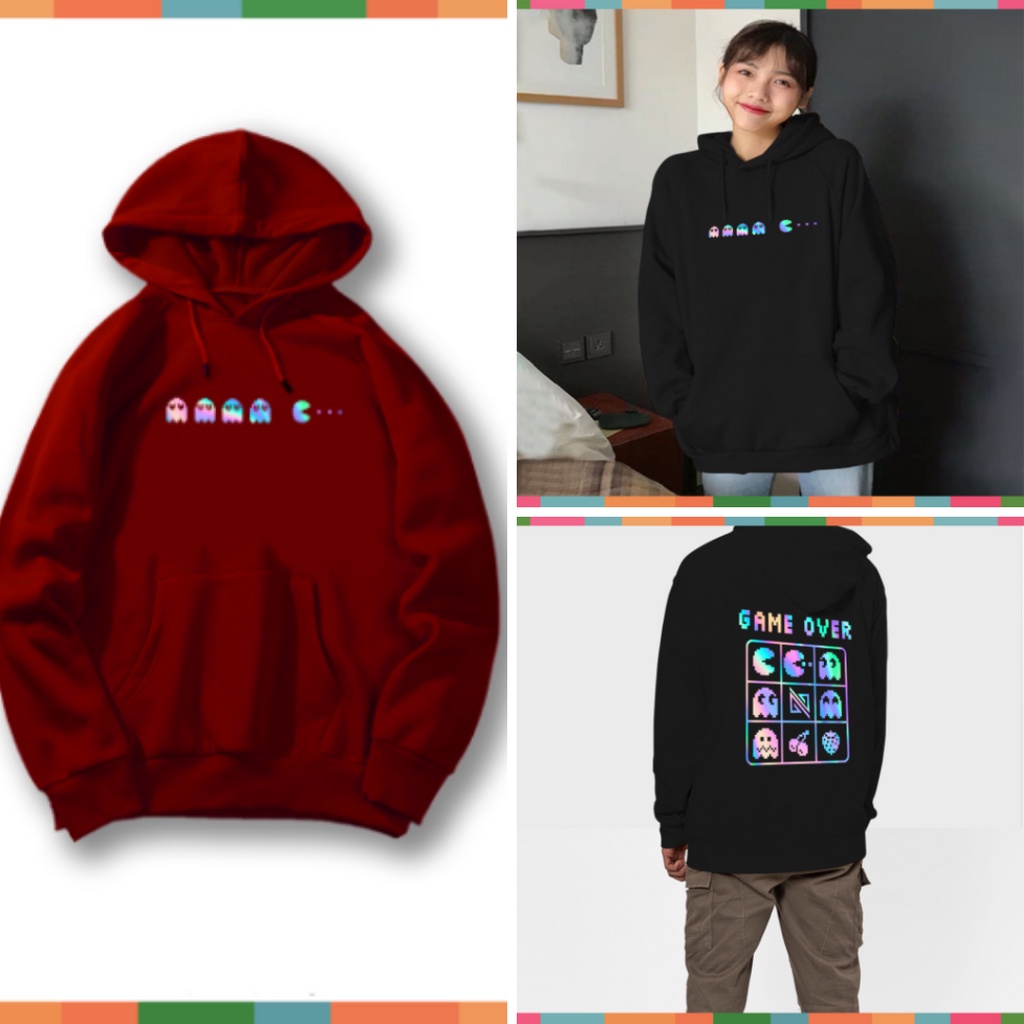 ÁO nỉ hoodie phản quang GAME OVER , áo khoác nỉ Unisex , form body Hàn Quốc