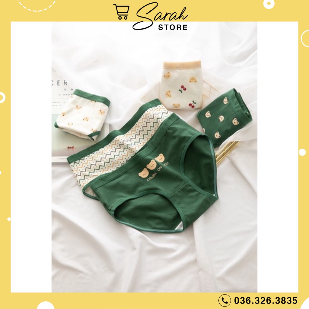 Quần Lót Nữ Cotton Họa Tiết Gấu Xanh Đậm Đáng Yêu Ngộ Nghĩnh 288