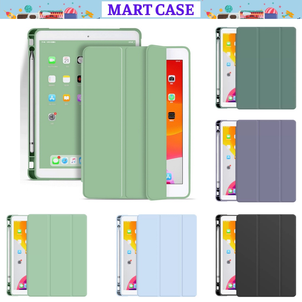 Bao da iPad Silicon có ngăn đựng bút ốp ipad Air 4 /Pro 11/Air 3/gen5/6/7/8/9...MART CASE