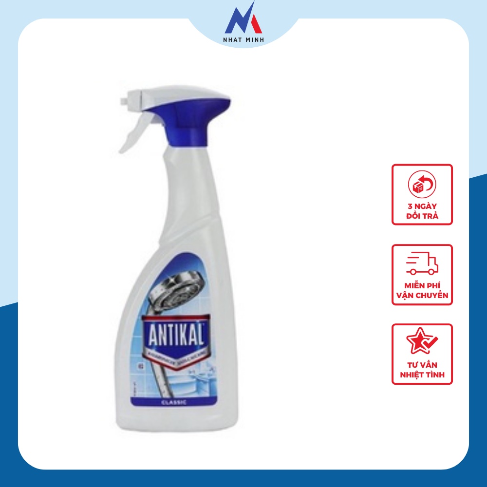 Bình xịt dung dịch tẩy cặn bám trên đồ inox ANTIKAL trong nhà tắm 750ml - hàng nhập khẩu Đức chính hãng