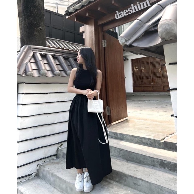 SHINE DRESS - Đầm maxi sát tay ôm dáng xoè phồng hàn quốc tối giản thanh lịch