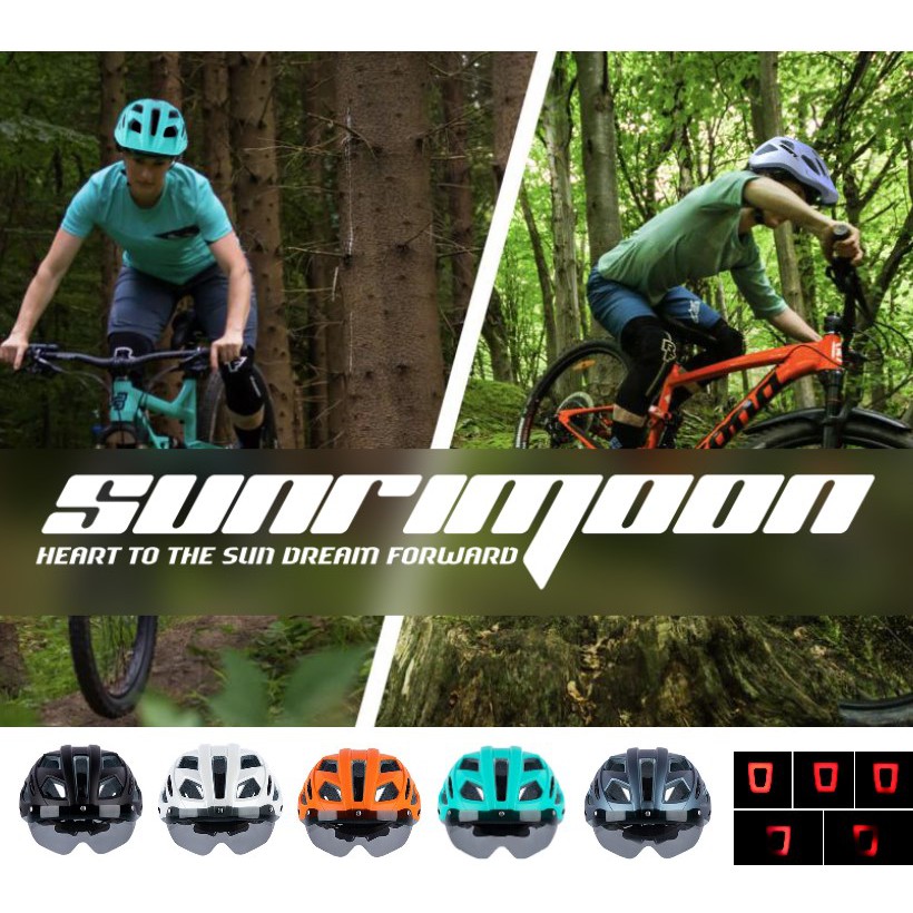 Mũ bảo hiểm thể thao có kính SUNRIMOON - CIGNA(TS - 84) bán sỉ, Nón bảo hiểm xe đạp, xe máy, có đèn báo an toàn