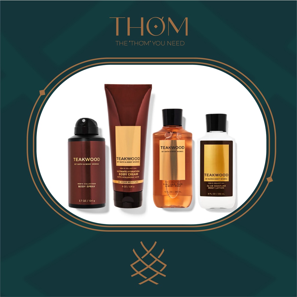 TEAKWOOD | SẢN PHẨM TẮM DƯỠNG XỊT THƠM KHỬ MÙI BATH &amp; BODY WORKS DÀNH CHO NAM BODY SRPAY SHOWER GEL LOTION