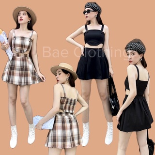SET ĐỒ MOLINA SET gồm Áo Hai dây Croptop và chân váy ngắn dập li thiết kế năng động basic với tone màu vintage