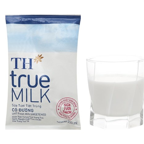 Sữa tươi tiệt trùng có đường TH true MILK bịch 220ml