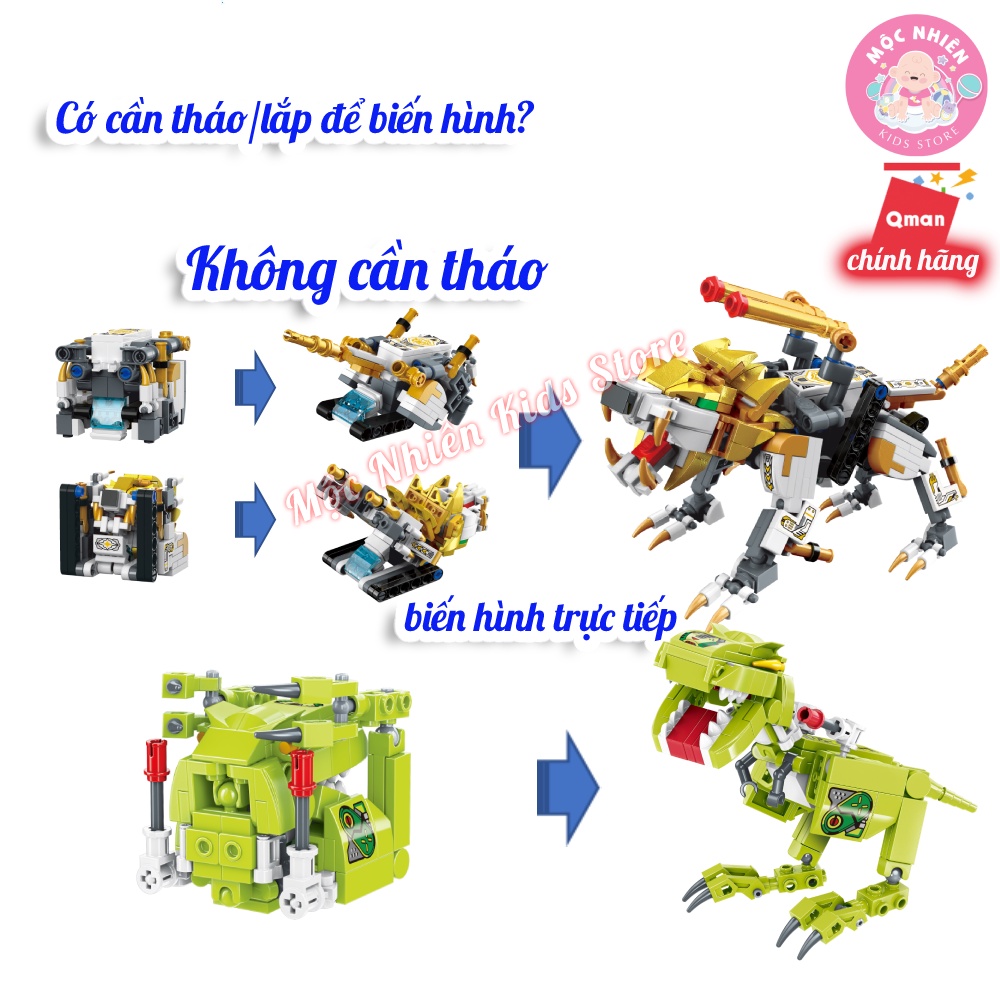 Đồ Chơi Lắp Ráp Xếp Hình QMAN MAGIC CUBE - Sư Tử Dũng Mãnh và Robot Động Vật Biến Hình 3 in 1