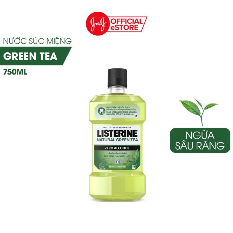 Nước Súc Miệng Listerine Ngừa Sâu Răng Vị Trà Xanh Không Cay - Natural Green Tea