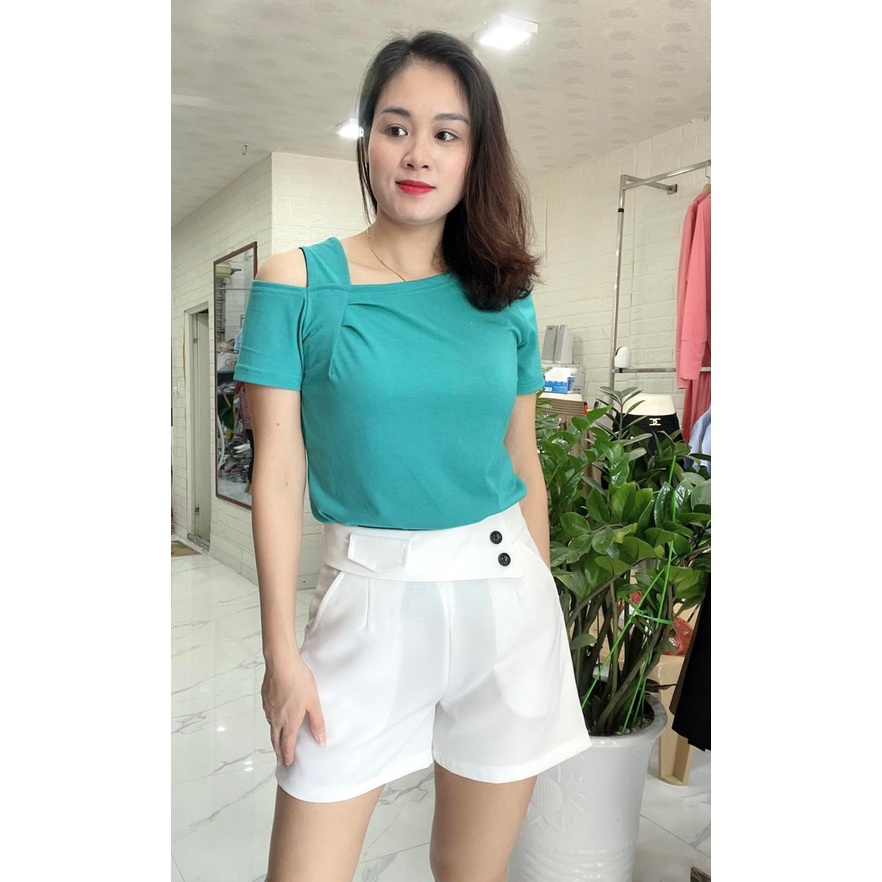 Áo phông nữ cách điệu cầu vai lệch xinh xắn