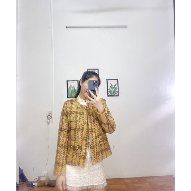 Áo Dạ Tweed Phối Màu Siêu Xinh Phong Cách Hàn Quốc Có Ảnh Thật_ Hàng Order QCCC