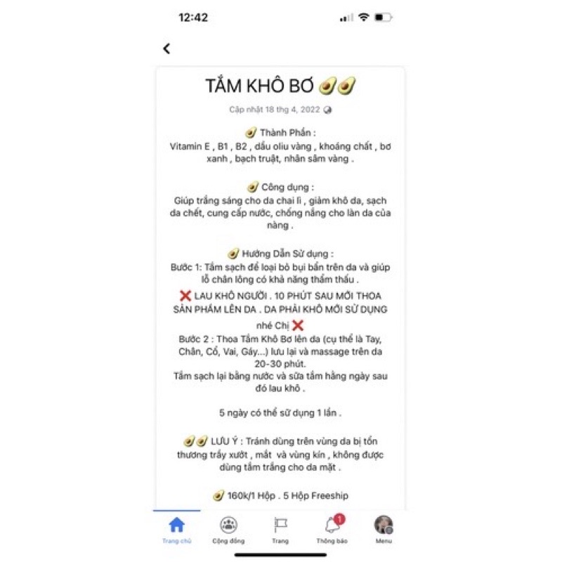 Ủ TẮM TRẮNG DA BODY KHÔ BƠ🥑🥑🥑
