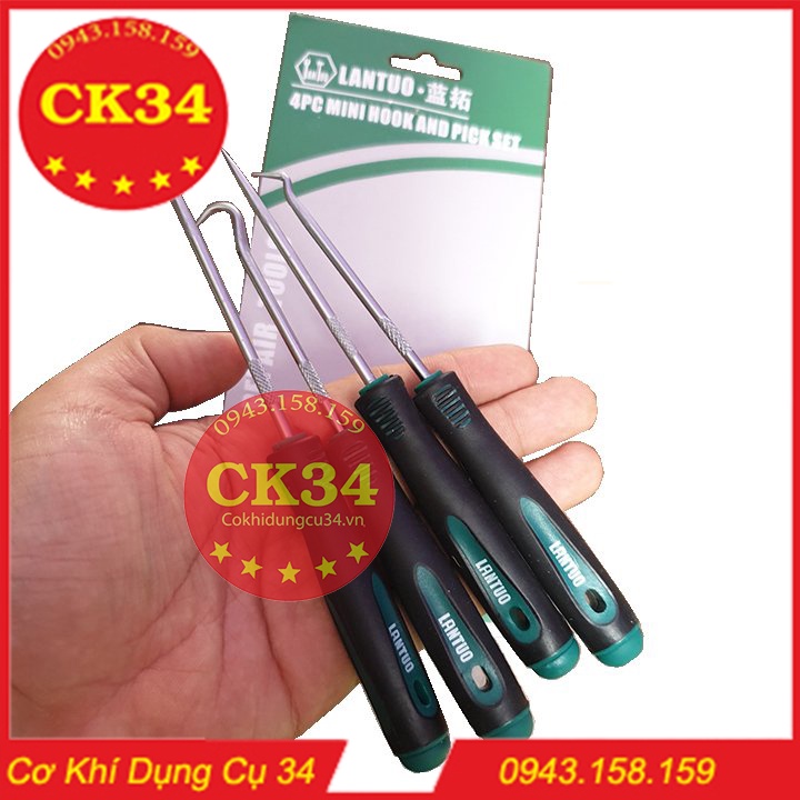 Bộ móc nạy phớt kéo lò xo, móc Gioăng, phanh phe 4 PC