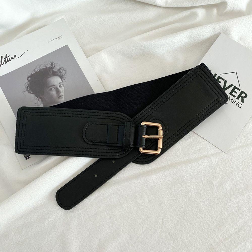 Thắt Lưng Da PU Màu Trơn Thiết Kế Đơn Giản Độc Đáo Thời Trang Cho Nữ