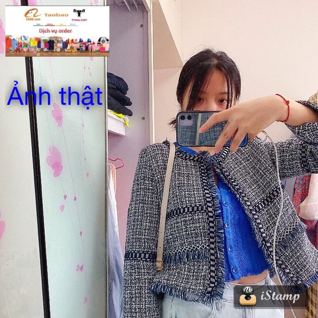Áo dạ tweed mỏng khoác nhẹ kèm ảnh thật