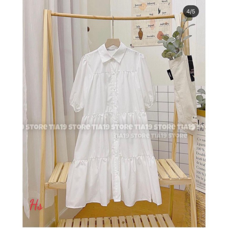Váy nữ sơ mi trắng cộc tay dáng xòe kiểu hoa nhí vintage đẹp công sở cao cấp giá rẻ q013 | BigBuy360 - bigbuy360.vn