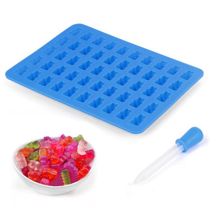 Khuôn Silicon Đổ Socola/Thạch/Đá/Kẹochipchip/Pudding Gấu + Ống Bơm