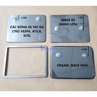 Khung biển số inox chấm bi gắn cho xe DR, W, RS, Vario, Vision... tặng kèm mica