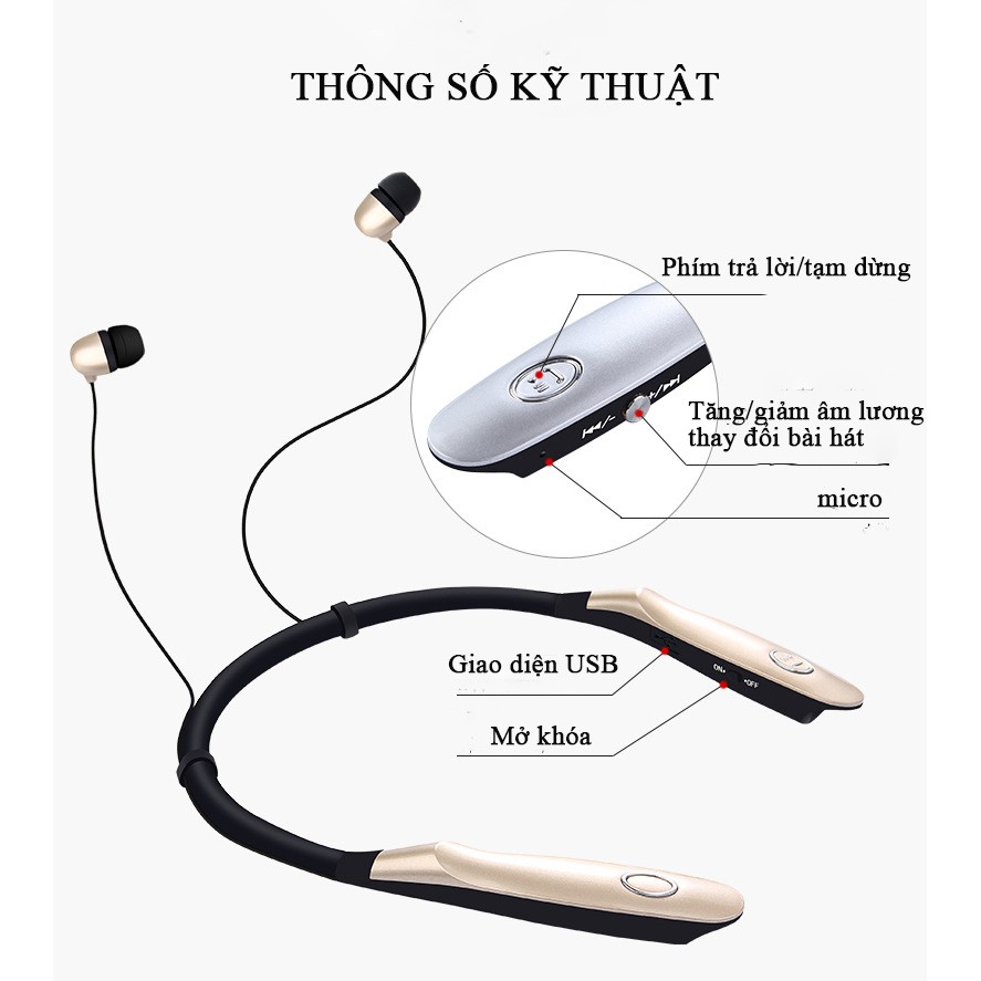 Tai Nghe Bluetooth ❤️FREESHIP❤️Tai Nghe Thể Thao HBS-900S Thiết Kế Đeo Cổ Tiện Lợi