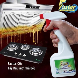 Tẩy dầu mỡ nhà bếp, máy hút mùi, bồn rửa chén, xoong nồi, bếp gas, bếp từ Faster Co plus 350ml