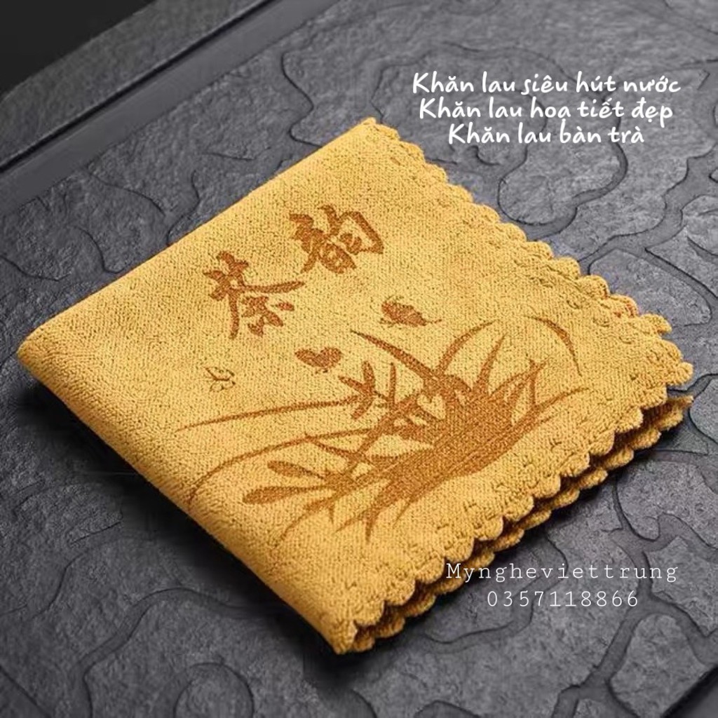 Khăn lau bàn trà siêu hút nước, họa tiết đẹp, không ra lông