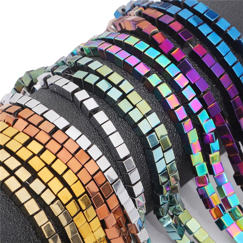 Chuỗi hạt đá đen Beadia hình vuông màu gradient dùng làm trang sức DIY