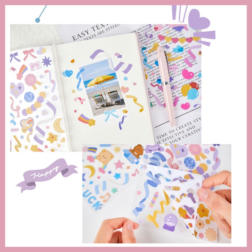 STICKER RUY BĂNG NHÃN DÁN TRANG TRÍ SIÊU XINH