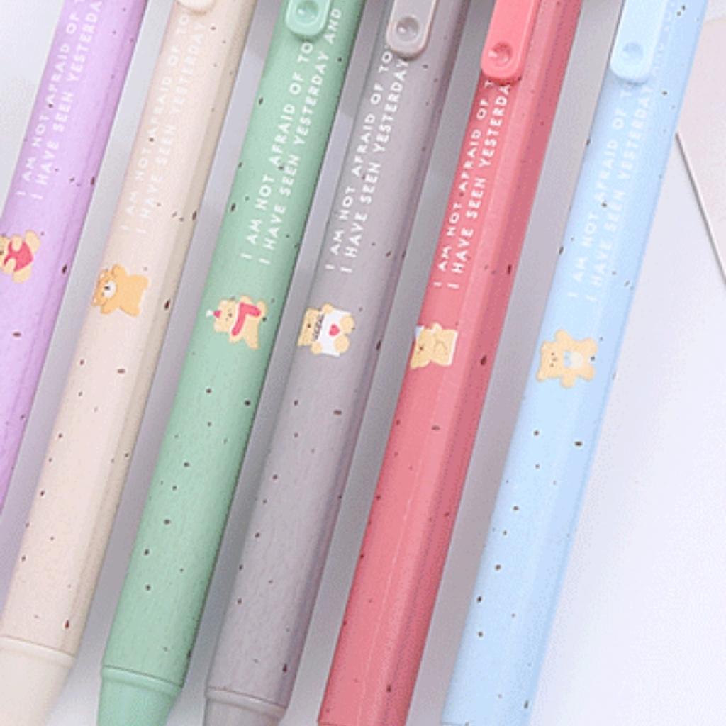 Bút Bi Bấm Gel EDUSKY Màu Sắc Sang Trọng Trang Trí Họa Tiết Mocha Gấu Dễ Thương Cho Văn Phòng