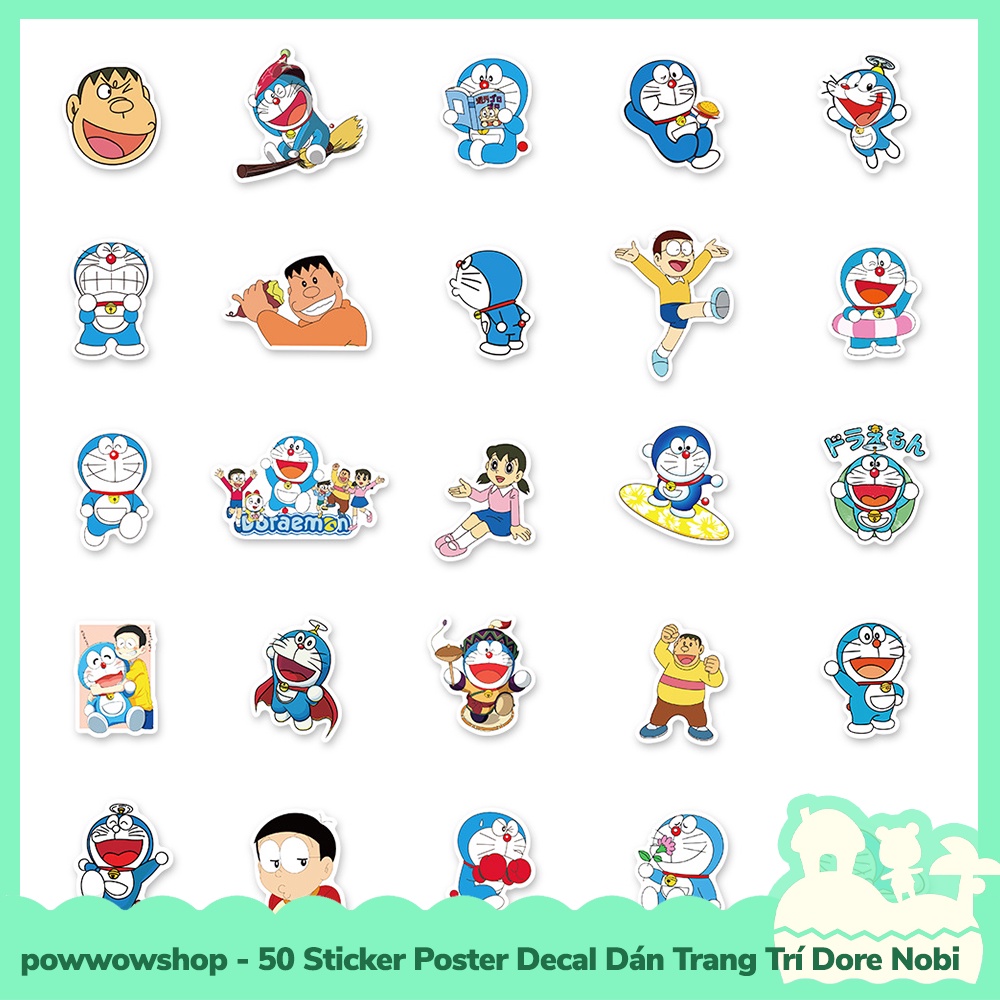 [Sẵn VN - Hỏa Tốc] 50 Sticker Decal Dán Trang Trí Đa Năng Cho Nhiều Vật Dụng Mẫu Dore Nobi The FriendShip Together