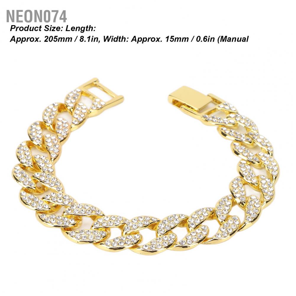 Neon074 Neon074 Chuỗi vòng tay Thạch hợp kim Phong cách Hip Hop 8in Đồ trang sức Quần áo Phụ kiện trí