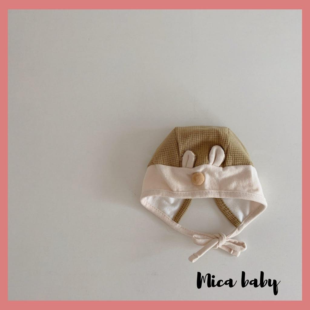Mũ cotton buộc dây cho bé kiểu dáng tai thỏ đáng yêu MD187 Mica baby