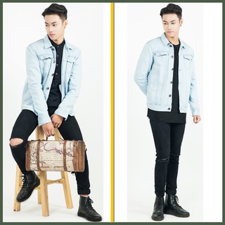 Áo Khoác Jean Nam - Denim Jacket Nam Màu Xanh Nhạt
