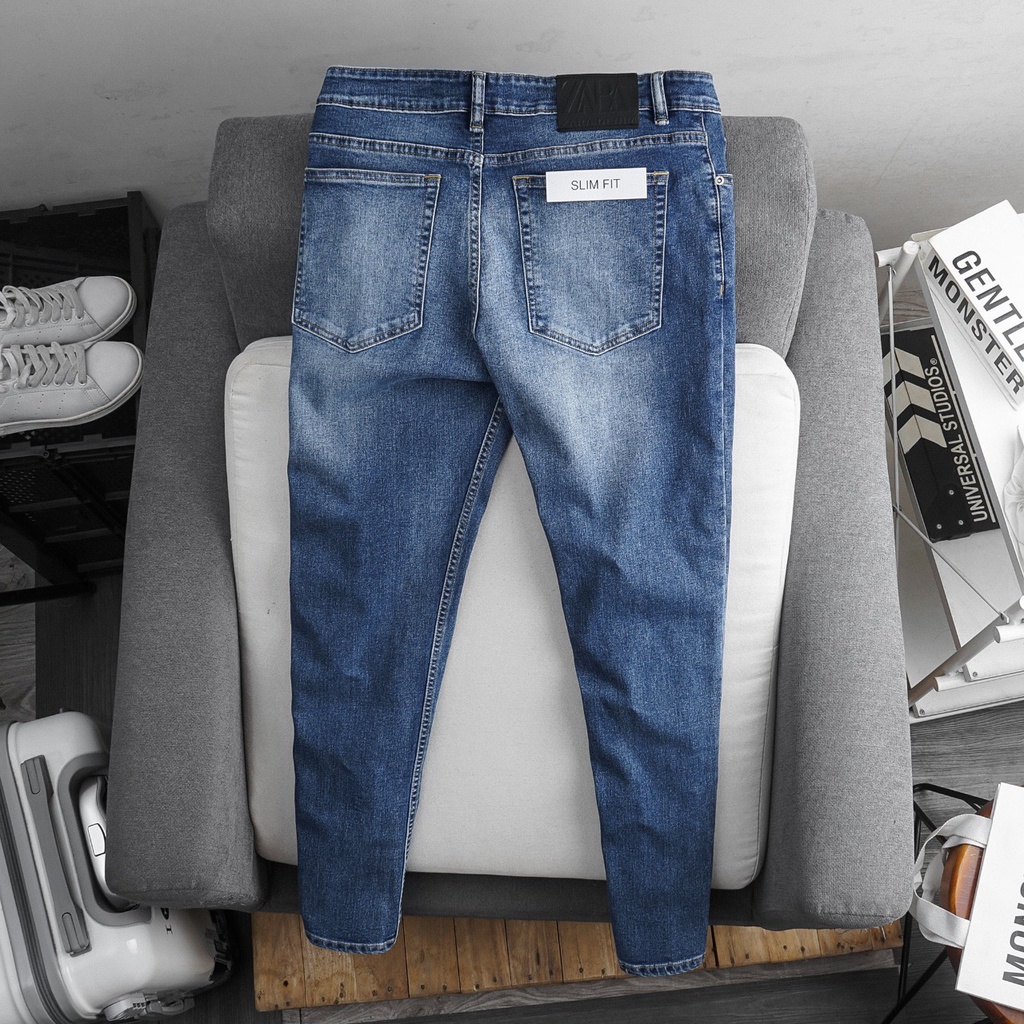 Quần jean dài nam ZR đen xám  Form Slimfit,chất vải co dãn,ống quần ôm 16 - 18cm,hàng Vnxk